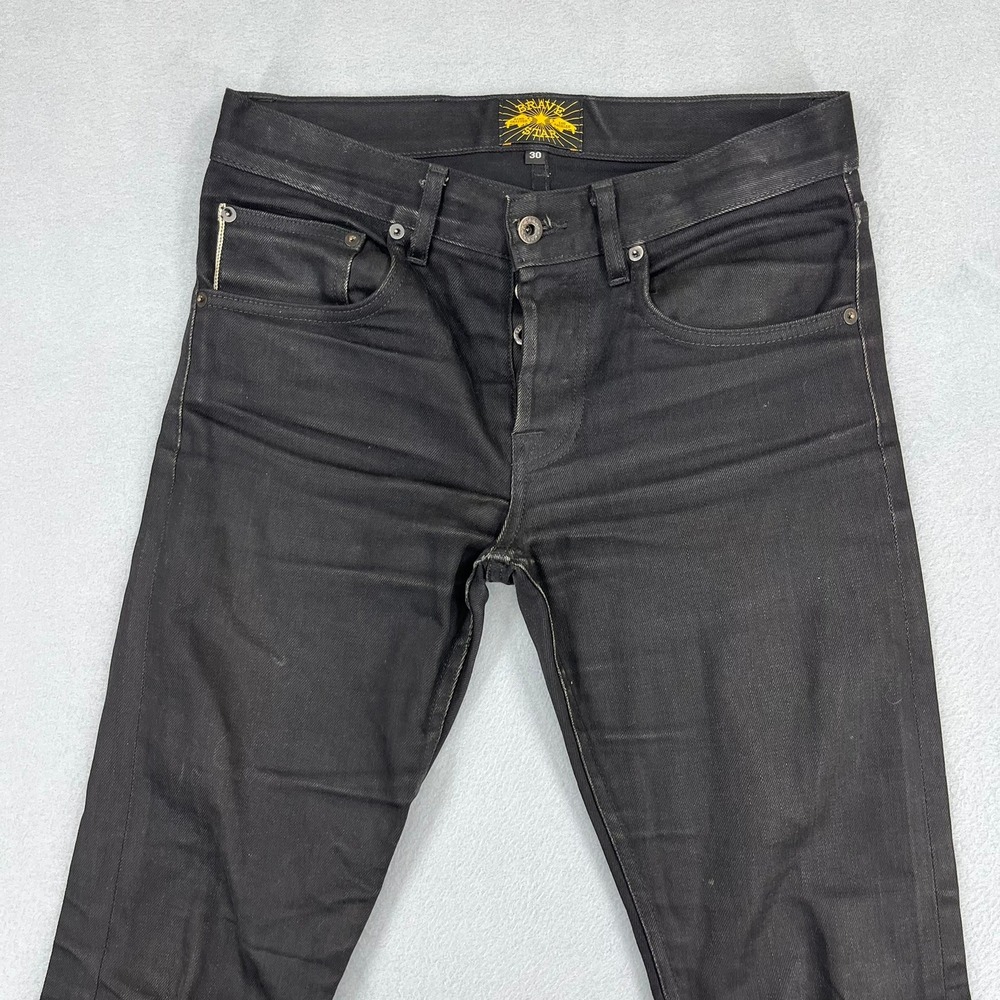 Brave Star Selvage Mens Black Raw Denim Jeans Made in USA Size 30 - Picture 2 of 16